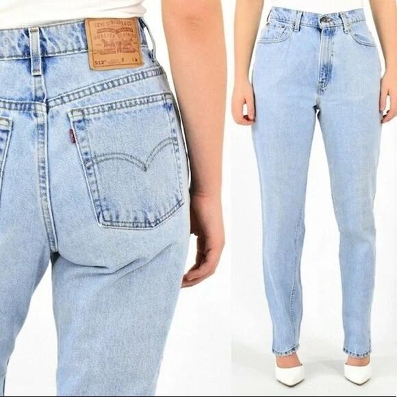 Levi's 512 Jeans Slim Fit Tapered Leg Light-Washed Denim Women's 14 Regular Long - Picture 1 of 12